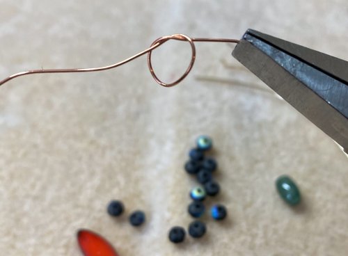 Susan LeGuyader's A New Headpin - , Findings & Components, Toggles & Clasps, Earwire & Headpin, Coiling, Coiling Wire, Wire Coiling, Findings, Clasps, Components, Loops, Wire Loop, Wrapped Wire Loop,  flat nose pliers at the other and pull the knot almost closed.